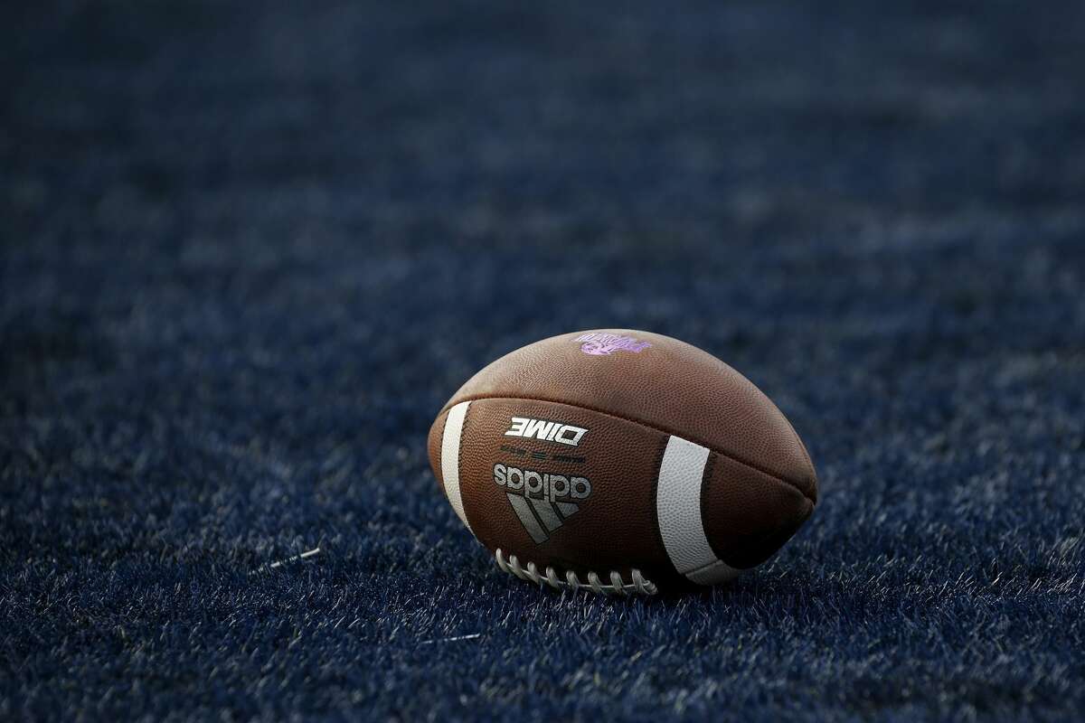 HOUSTON, TX - AUGUST 25: A general view of a football in the end zone during the game between the Rice Owls and the Prairie View A&M Panthers at Rice Stadium on August 25, 2018 in Houston, Texas. (Photo by Tim Warner/Getty Images)