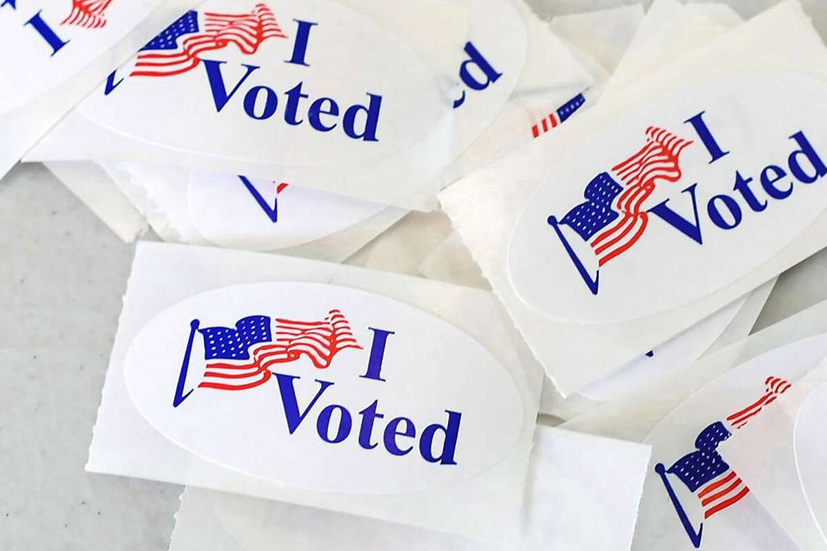 "I Voted" stickers at a polling station on the campus of the University of California, Irvine, on November 6, 2018, in Irvine, California. (Robyn Beck/AFP/Getty Images/TNS)