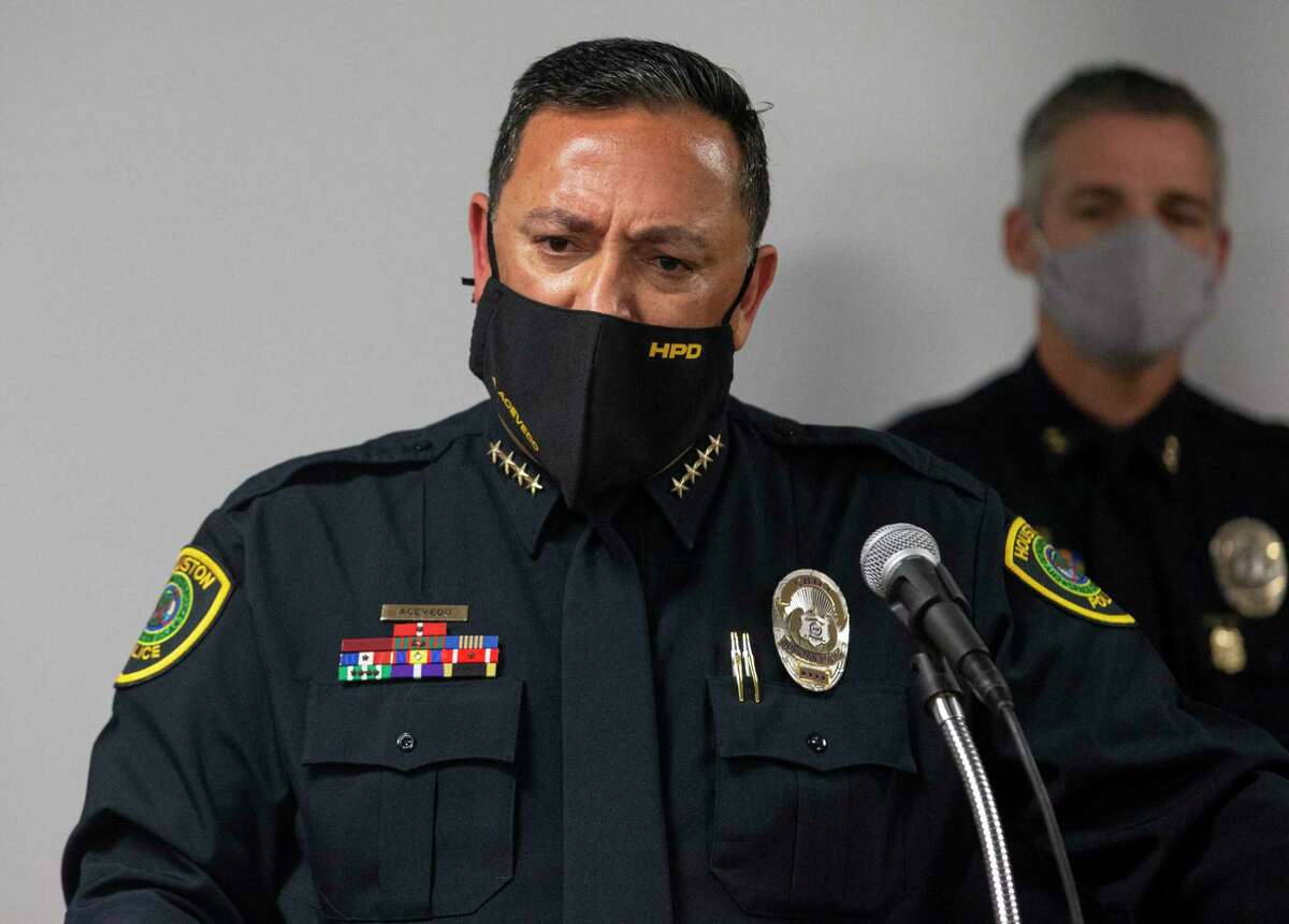 Houston Police Chief Art Acevedo gets frustrated when the press ask him about the increasing murder cases in the city during a press conference about him leaving Houston for the same position at Miami Police Department Tuesday, March 16, 2021, in Houston. Acevedo said the court and crminal justice systems were part of the problems of the increasing murder cases.
