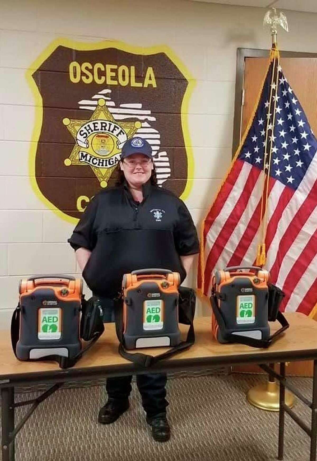 Jenny Edstrom, who works for Mecosta County EMS and is the wife of an Osceola County deputy, was instrumental in procuring the AED's donated to local agencies in Mecosta, Osceola and Lake counties. (Photo courtesy of Osceola County Sheriff's department)