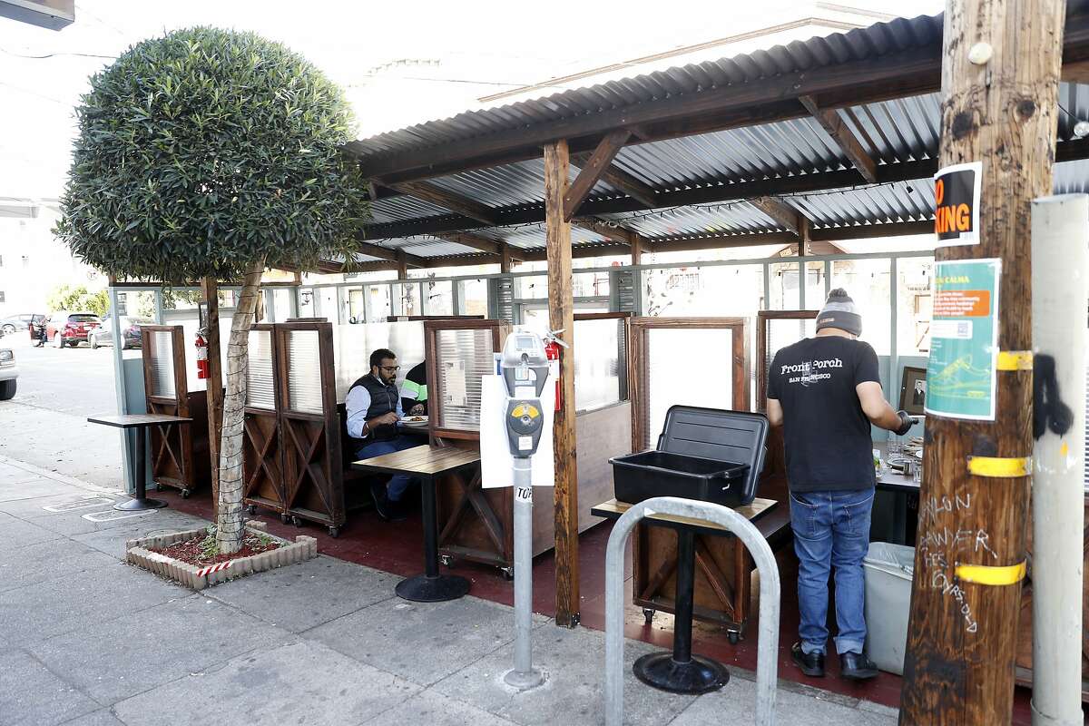 Restaurants like Front Porch on 29th Street in San Francisco built parklets to help business during shelter-in-place.