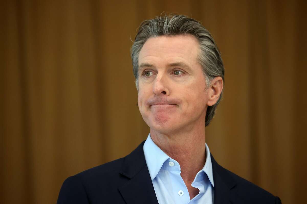 Gov. Gavin Newsom during a news conference in Alameda on March 16, 2021.