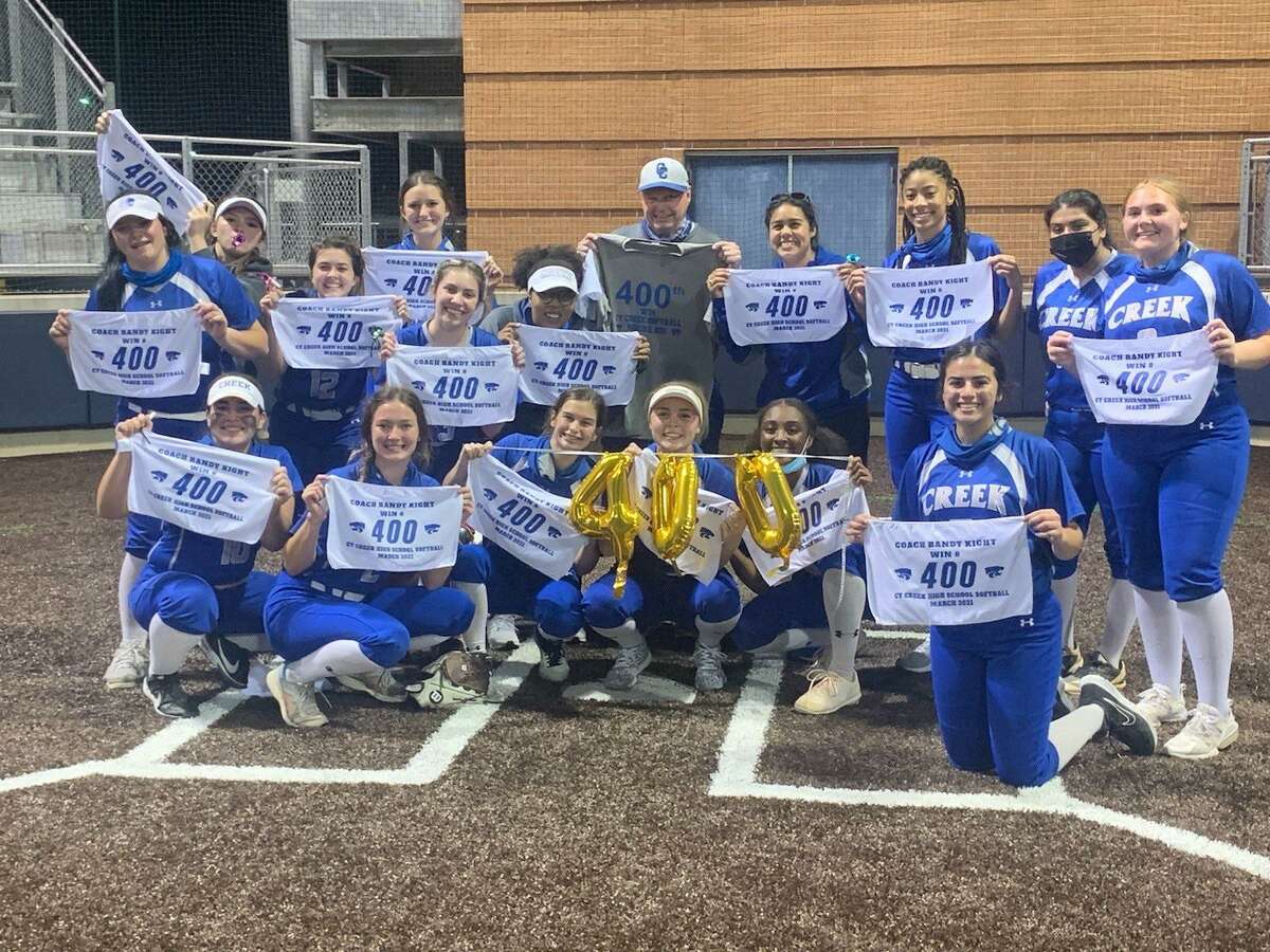 Cy Creek head softball coach Randy Kight earned his 400th career victory when the Lady Cougars defeated host Cy Ridge 25-0 in District 17-6A play, March 9.