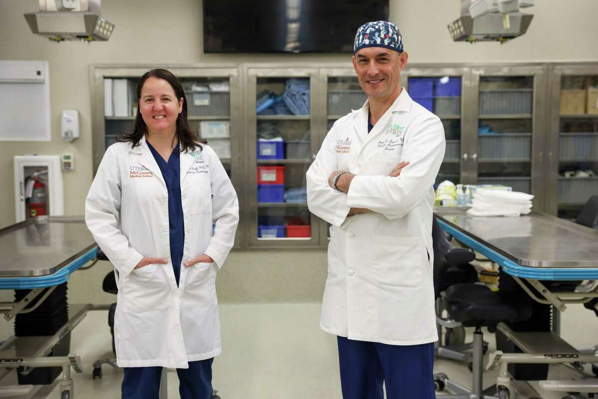 Dr. Donna Goff and  Dr. Jorge Salazar performed three open-heart surgeries on Santiago to repair his heart defect.