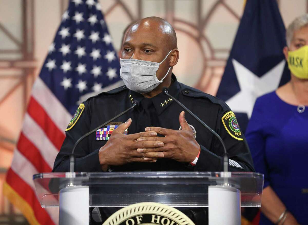 Houston Mayor Sylvester Turner announces he has picked Houston Police Department Executive Assistant Chief Troy Finner to replace Houston Police Chief Art Acevedo to be the next chief of the department Thursday, March 18, 2021, at Houston City Hall in Houston.