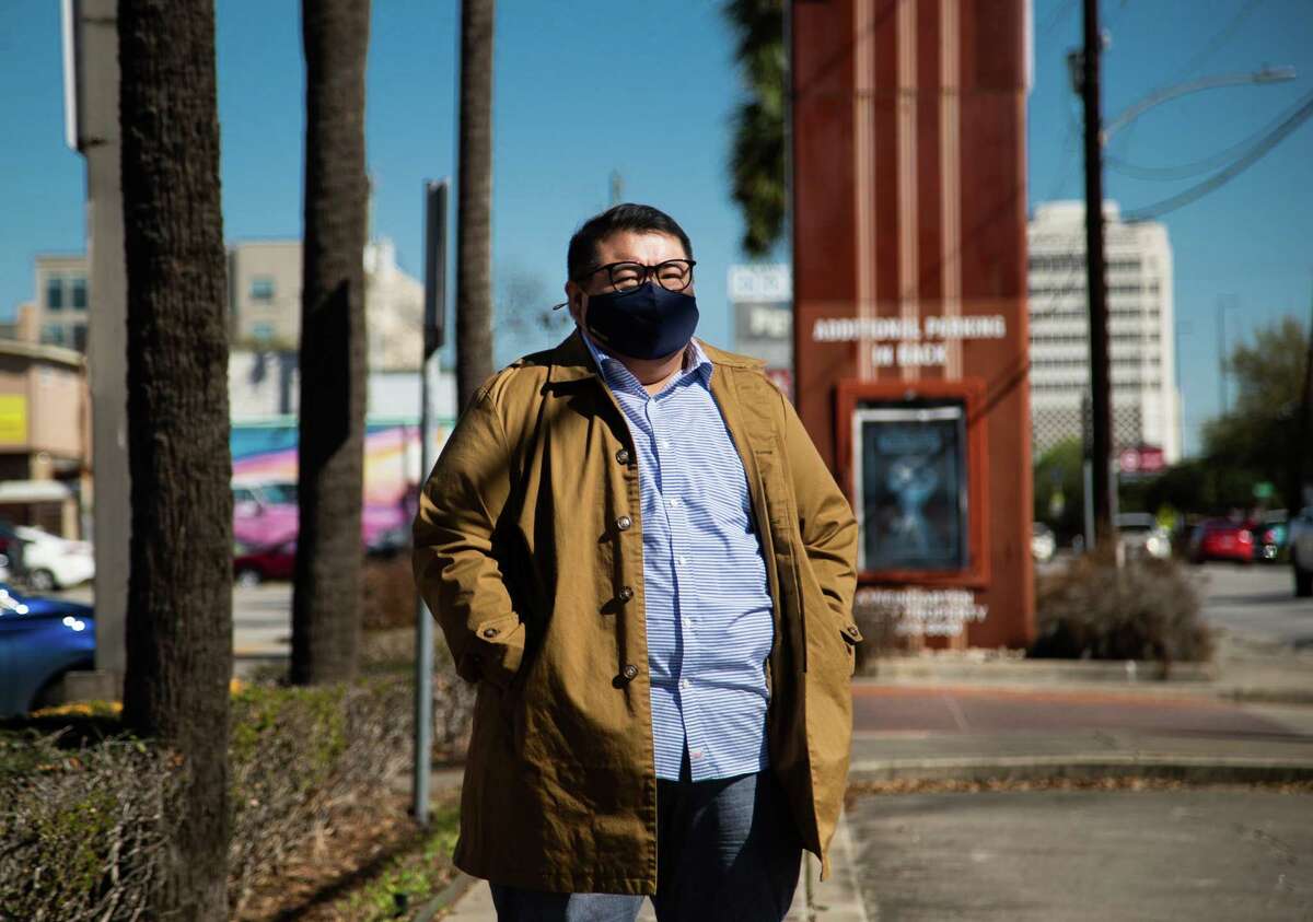 Emmett Schelling, 40, stands near the supermarket by S Shepherd Drive and Alabama St., Thursday, March 18, 2021, in Houston, where a mother yanked her son away from him and said, “those people are dirty." Schelling says the incident happened during the summer 2020 during the COVID-19 pandemic.