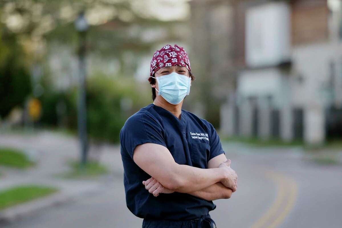 Dr. Charles Chow, a dentist who was verbally harassed by a neighbor when coming home from work one night, outside near his home Thursday, Mar. 18, 2021 in Houston, TX.
