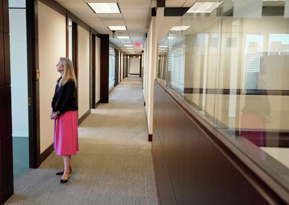 Jackie Traywick, COO Central Houston, is shown in the office space the company will be moving into once it is renovated at LyondellBasell Tower, 1221 McKinney, Thursday, March 18, 2021 in Houston.