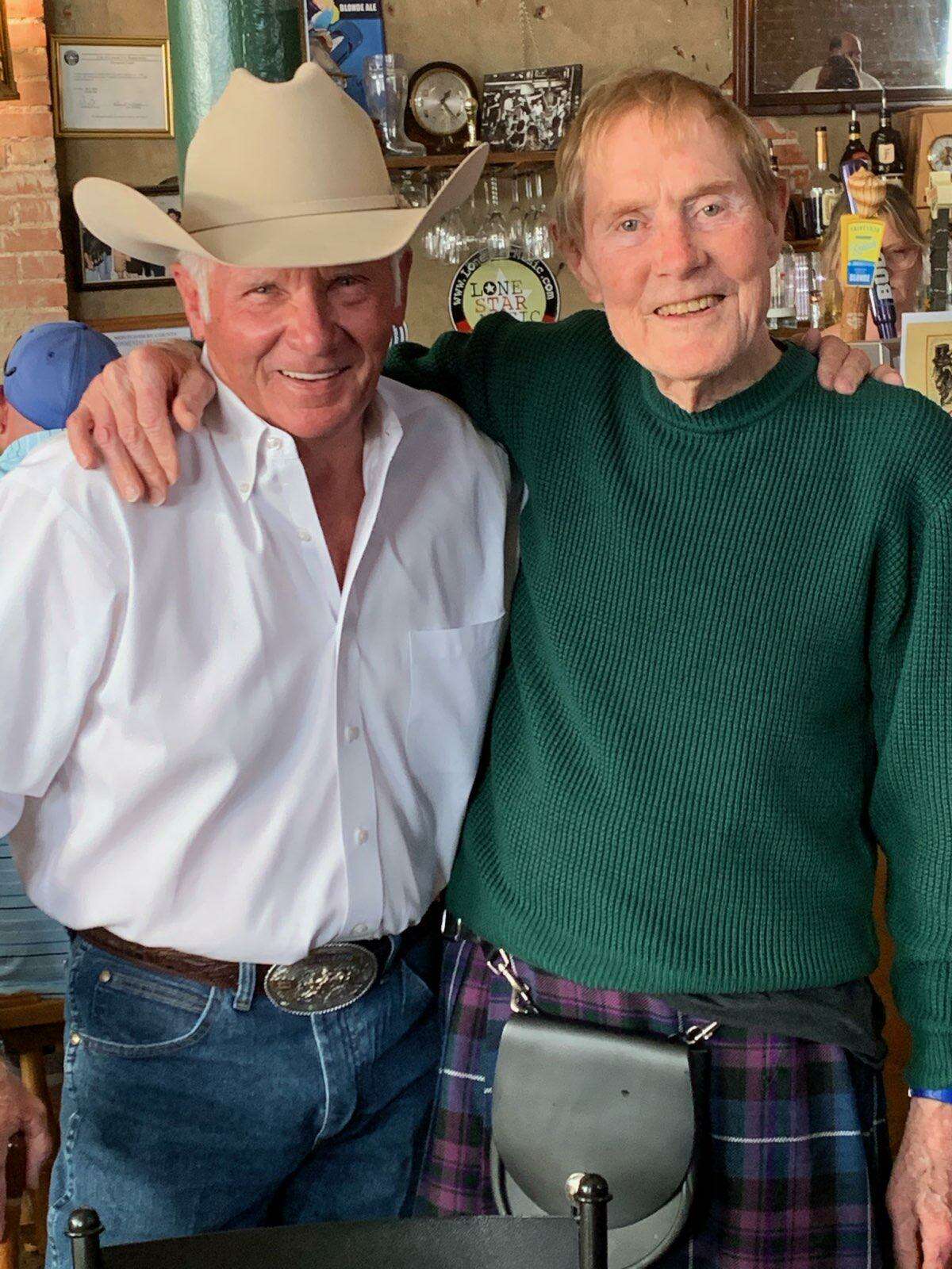 Mike McDougal and Robert Anderson are pictured at Conroe's St. Patrick's Day Walking Parade in 2021. Robert is the brother of David Anderson, one of the founders of the parade. David was the bagpiper who led the parade until his passing in 2017. Robert and his wife drove in from Fort Worth to be at the parade to honor his brother. This year’s parade and party are set for Thursday, March 17, at 5 p.m. at The Corner Pub in downtown Conroe.