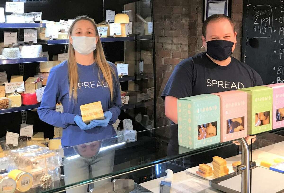 Spread Cheese Co. store manager Lily Orr and employee Brendan Emanuel