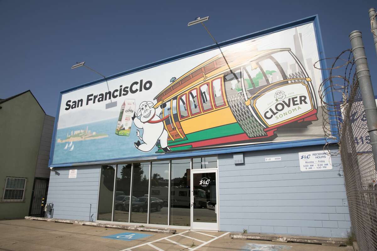 The iconic Clover "pun billboards" have been amusing the Bay Area for decades. One is in the Bayview district of San Francisco on March 19, 2021.
