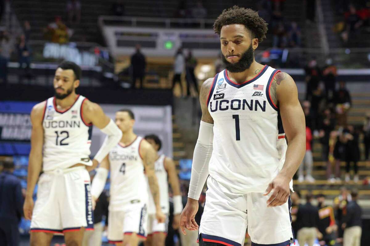 UConn’s R.J. Cole (1) reacts as he leaves the court following Saturday’s loss to Maryland in an NCAA Tournament first-round game.
