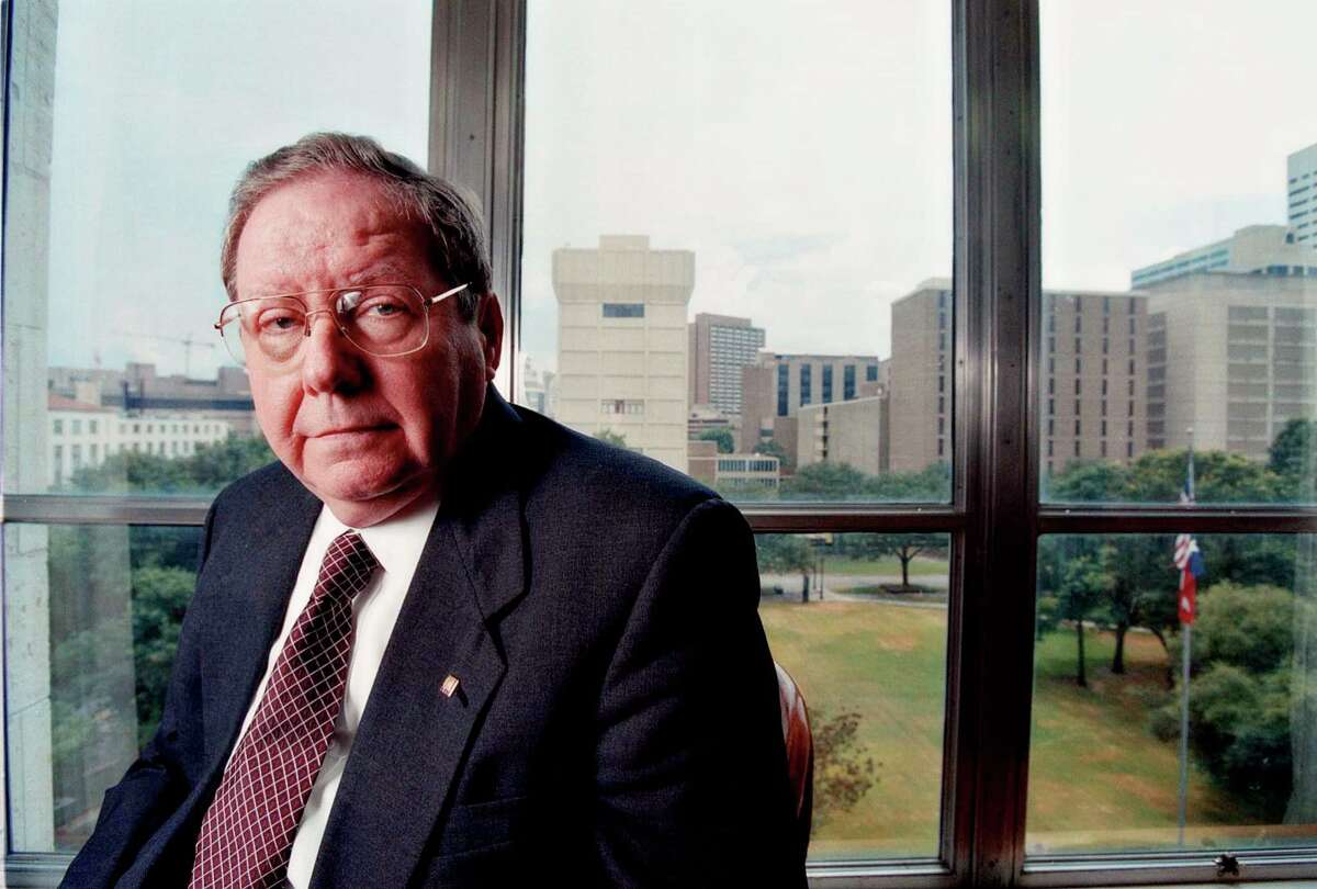 President, CEO and COO of the Texas Medical Center in Houston Richard Wainerdi, poses for a picture in a board room with a view of the Texas Medical Center, Tuesday, Aug. 24, 1999. (Photo by Michael Stravato)