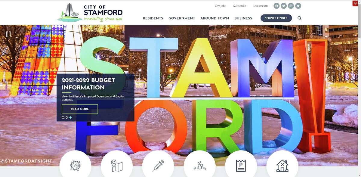 The City of Stamford's newly redesigned website.