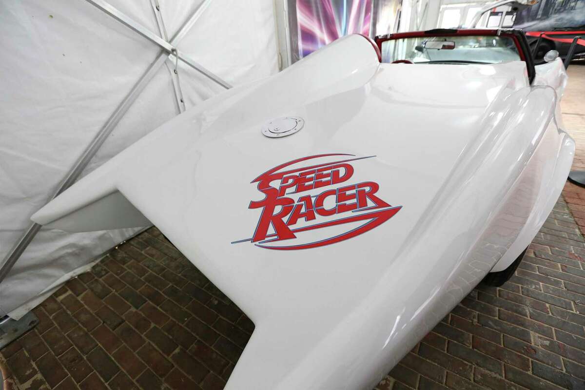 A replica of the Speed Racer race car owned by collector Bob Wills is on display in an exhibit including a couple of Batmobiles at the San Antonio Museum of Art. The exhibit closes April 11.