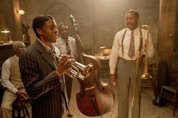 From right: Colman Domingo, Michael Potts, Chadwick Boseman and Glynn Turman in "Ma Rainey's Black Bottom." MUST CREDIT: David Lee/Netflix