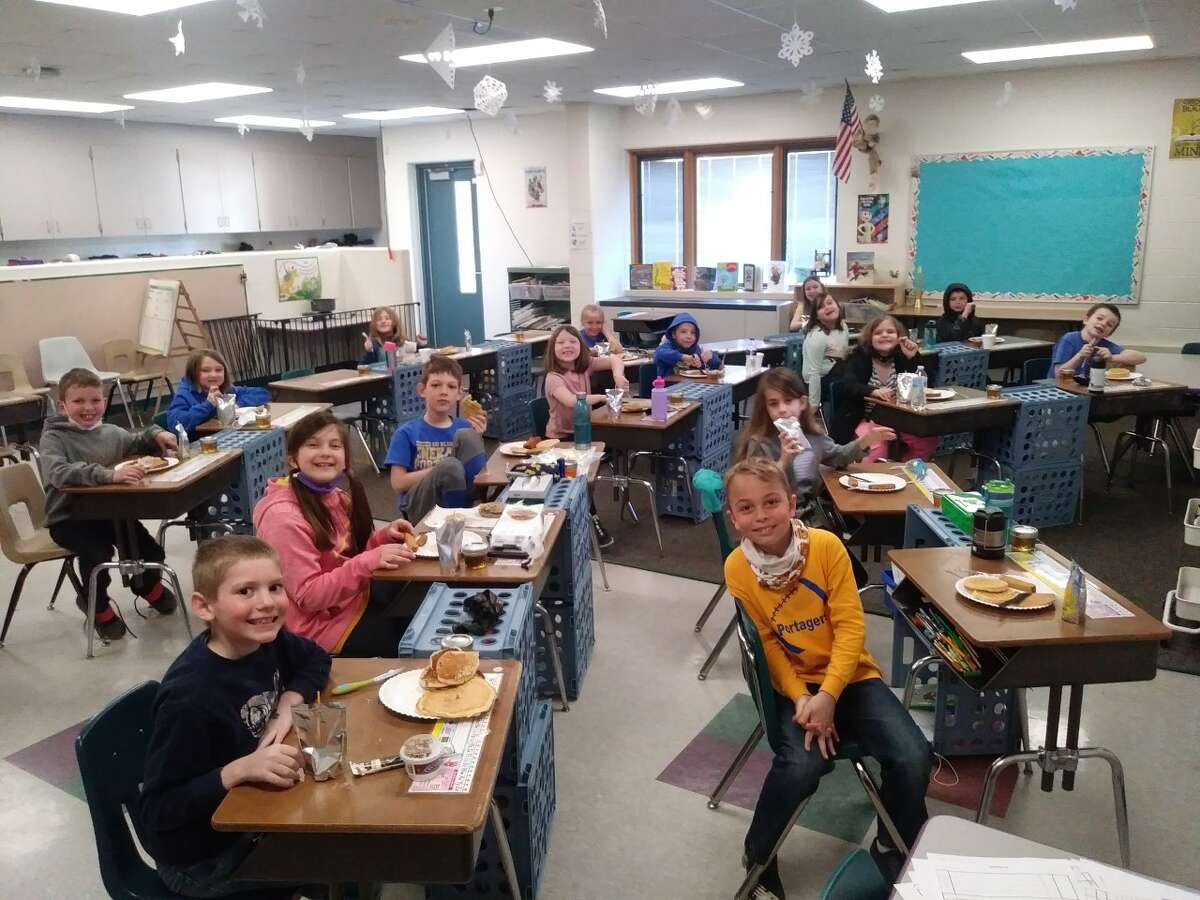 Ben Mauntler's second grade class at Onekama Consolidated Schools capped the annual maple syrup project with a pancake lunch on Friday.
