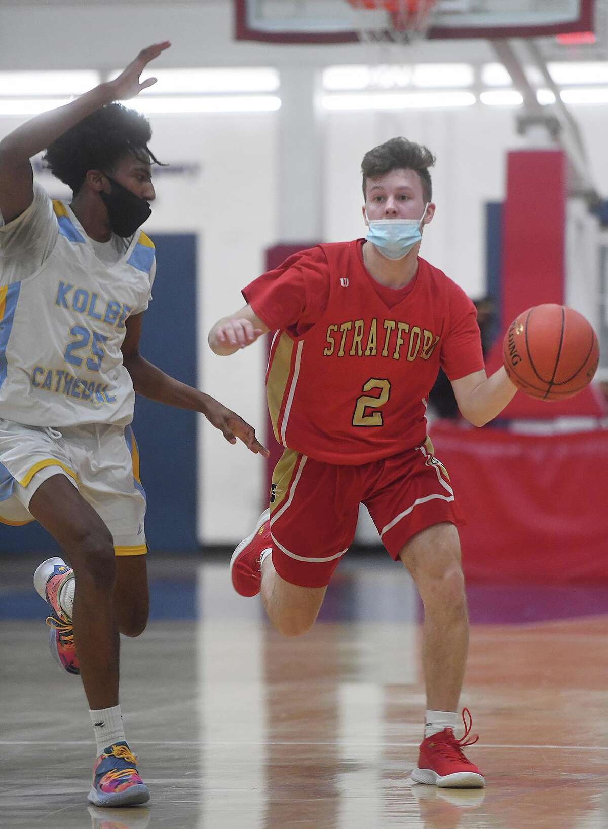 Kolbe Cathedral v. Stratford SWC tournament semifinals at the Cardinal Sheehan Center in Bridgeport, Conn. on Monday, March 22, 2021.