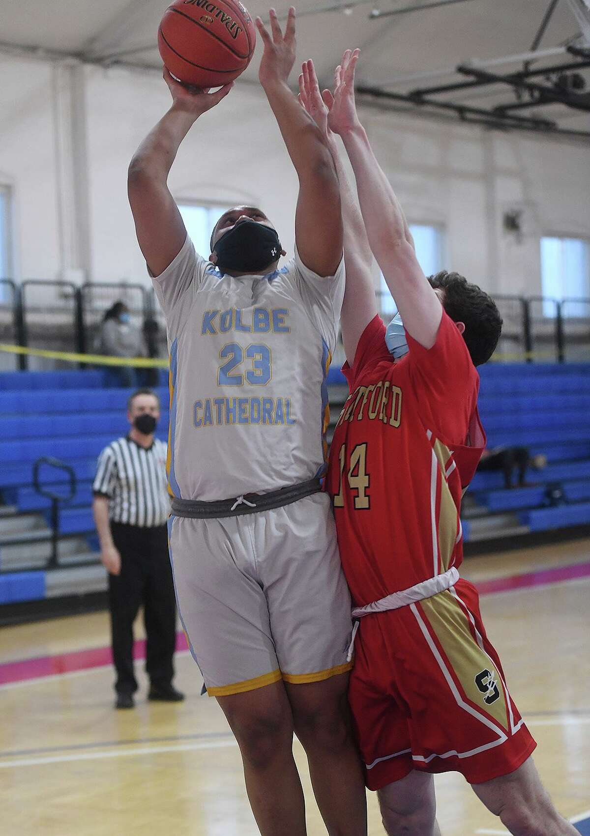 Kolbe Cathedral v. Stratford SWC tournament semifinals at the Cardinal Sheehan Center in Bridgeport, Conn. on Monday, March 22, 2021.