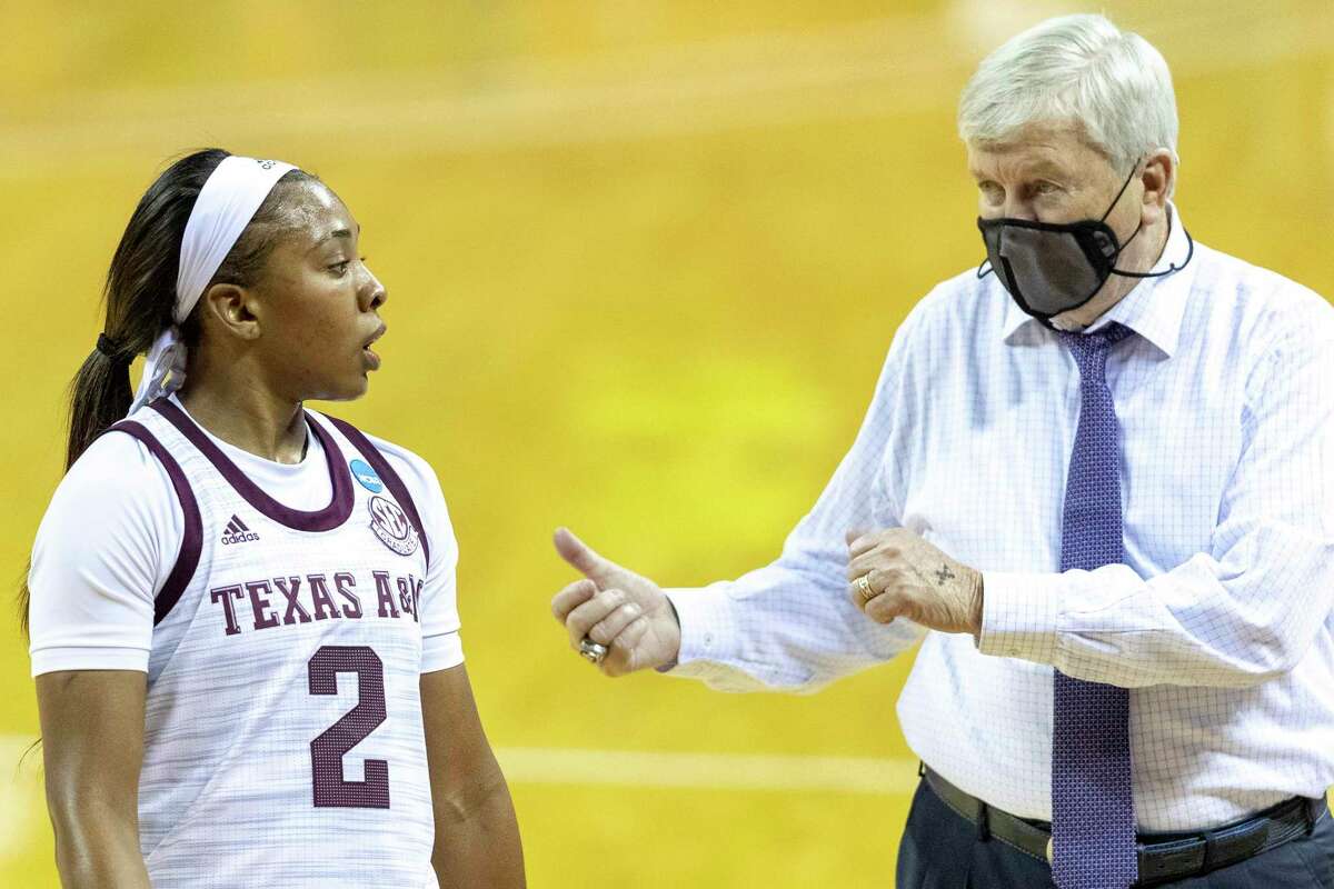 A&M coach Gary Blair, instructing Aaliyah Wilson on Monday, believes the closer-than-expected first-round game will be good for his team.