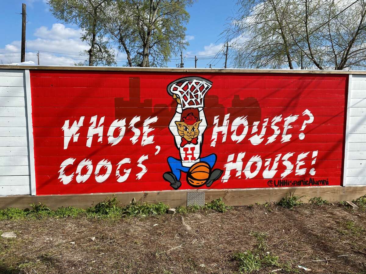 A mural at East End Backyard supporting University of Houston before its Sweet 16 game on Saturday, March 27, 2021.