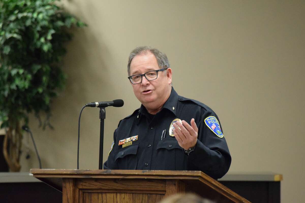 Police Chief Derrick Watson speaks during a special event to honor accomplishments by PD personnel through the last year.