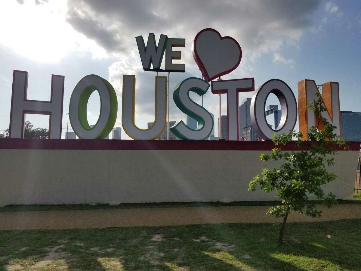 David Adickes' We Heart Houston Sign at 8th Wonder Brewery