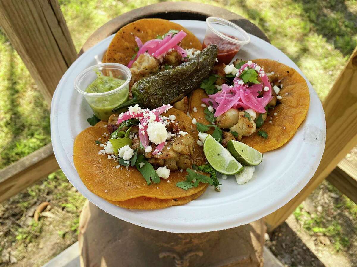 The menu includes tacos with beef sweetbreads called mollejas at Milpa, a food trailer from chef Jesse Kuykendall that specializes in tacos, pozole and quesadillas.