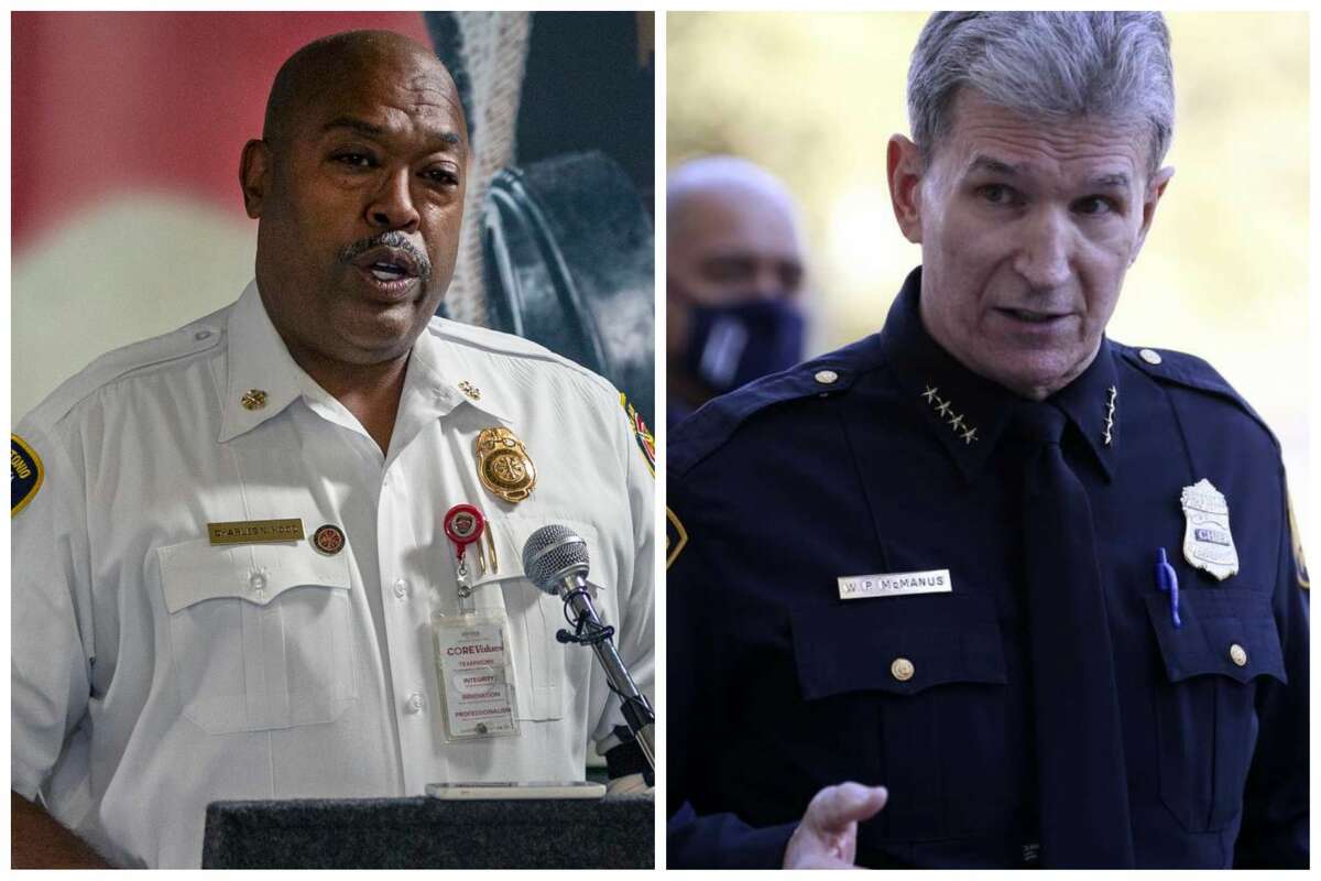 Fire Chief Charles Hood accused airport police officers of racial bias when they arrested his teen-age son. It caused a schism between him and Police Chief William McManus.