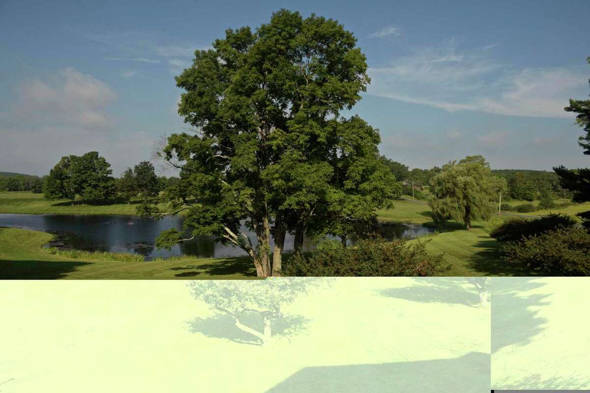 The view from a patio in the Lake dorm building at Marvelwood School in Kent.