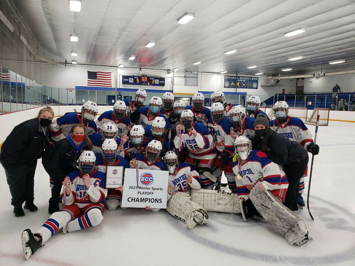 The West Haven/Sacred Heart Academy girls hockey team beat Guilford in the SCC Division I championship game on Thursday night.