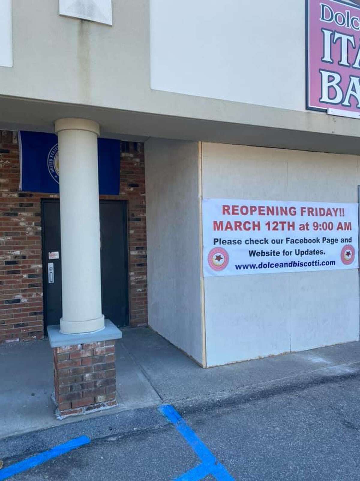 Less than two weeks after it reopened after a car slammed through its front window, Dolce & Biscotti Fine Italian Bakery was struck again by a car that careered into the support pole March 25, 2021, just feet from where the first crash happened.