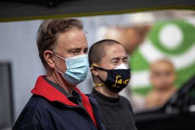 Gov. Ned Lamont in mid-March 2021 in Stamford, Conn. (Photo by John Moore/Getty Images)