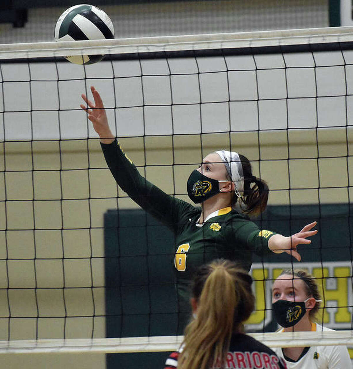 Metro-East Lutheran outside hitter Anne Kienle had a career-high 16 kills in a three-game loss to Father McGivney on Friday in Glen Carbon.