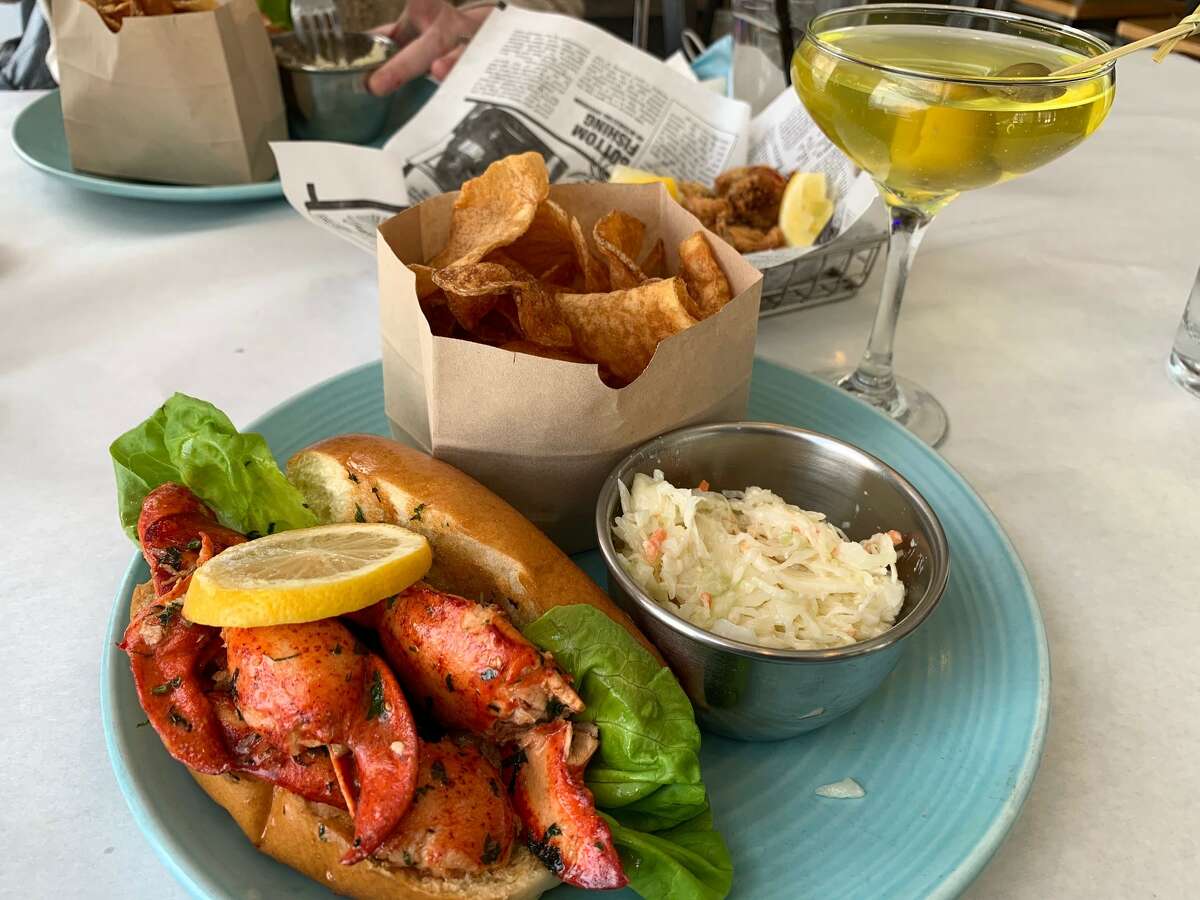 A lobster roll and chips from Sea Level in Newburyport, Mass.