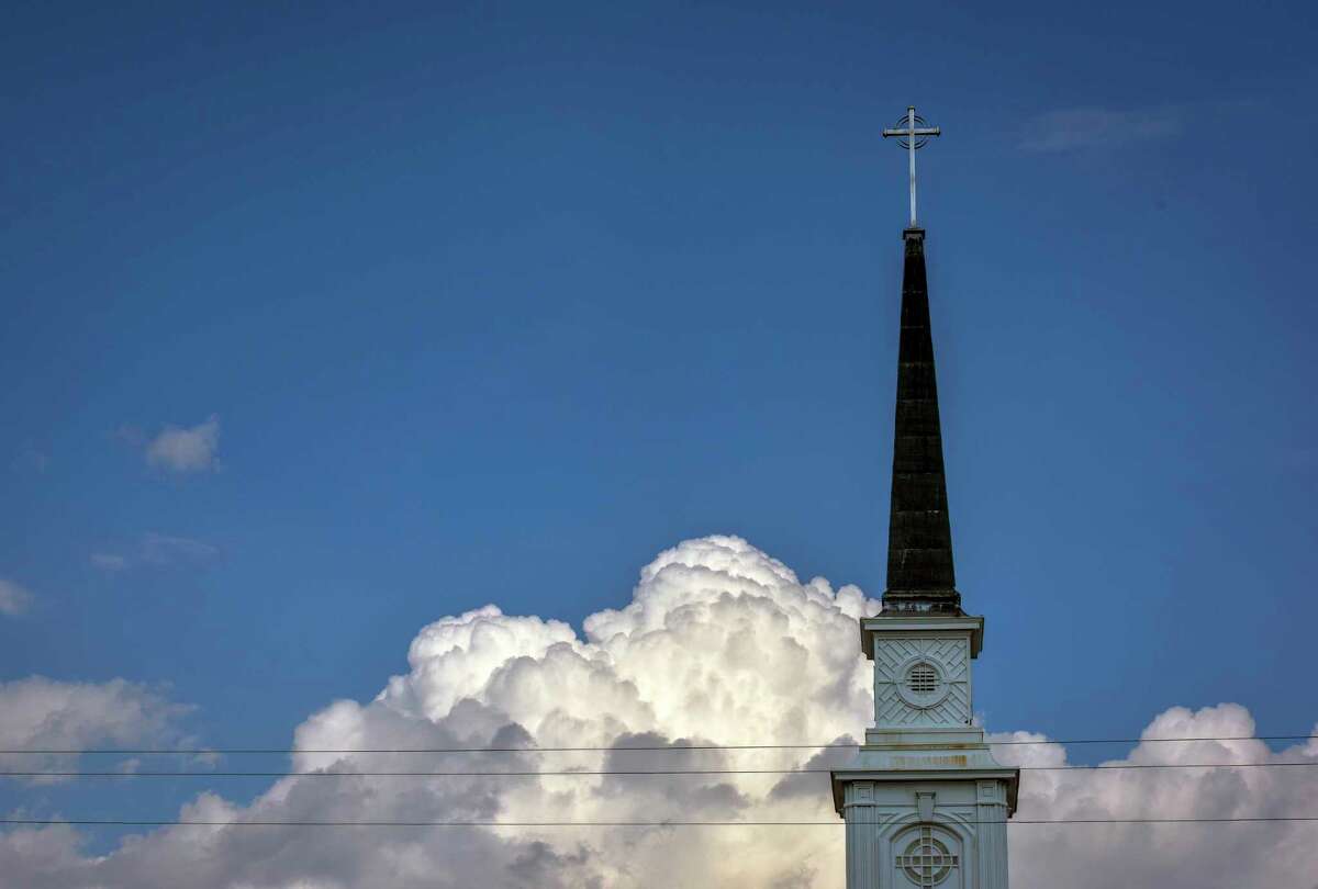 The steeple of Montgomery Hills Baptist Church in Forest Glen, Md.