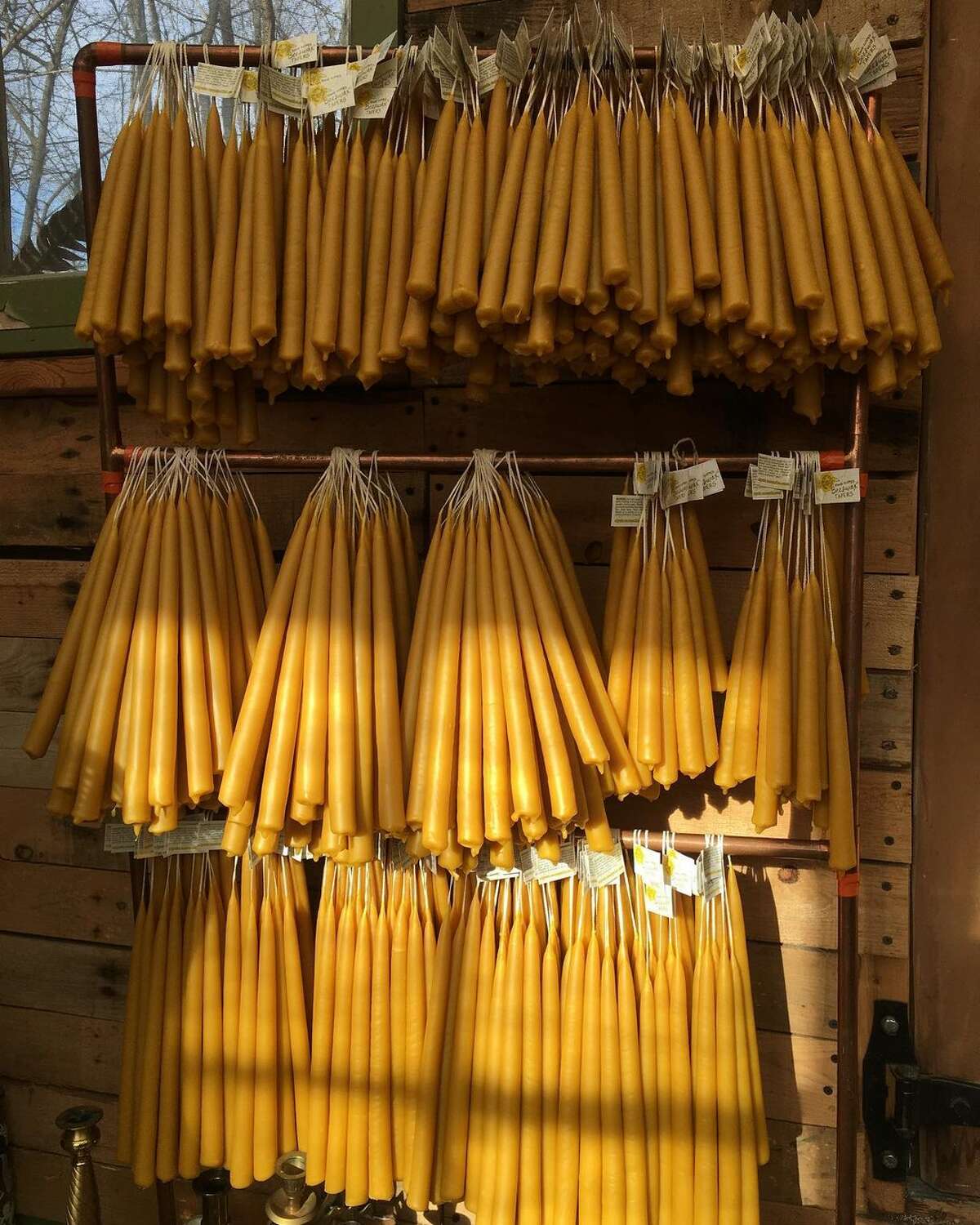 Alysia Mazzella's signature beeswax taper candles.