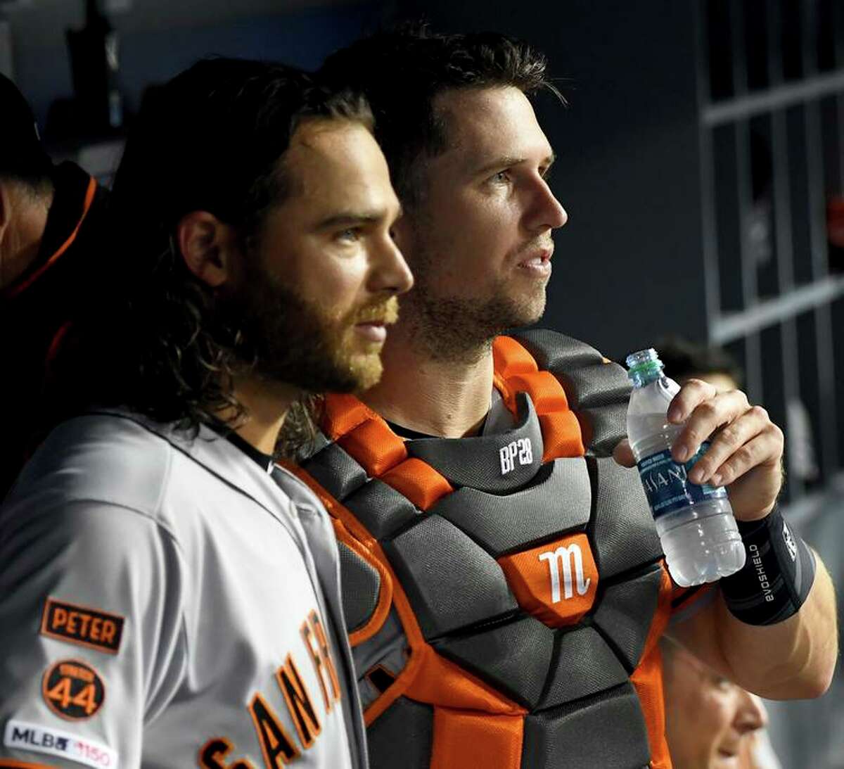 Brandon Crawford (left) and Buster Posey were both drafted by the Giants in 2008.