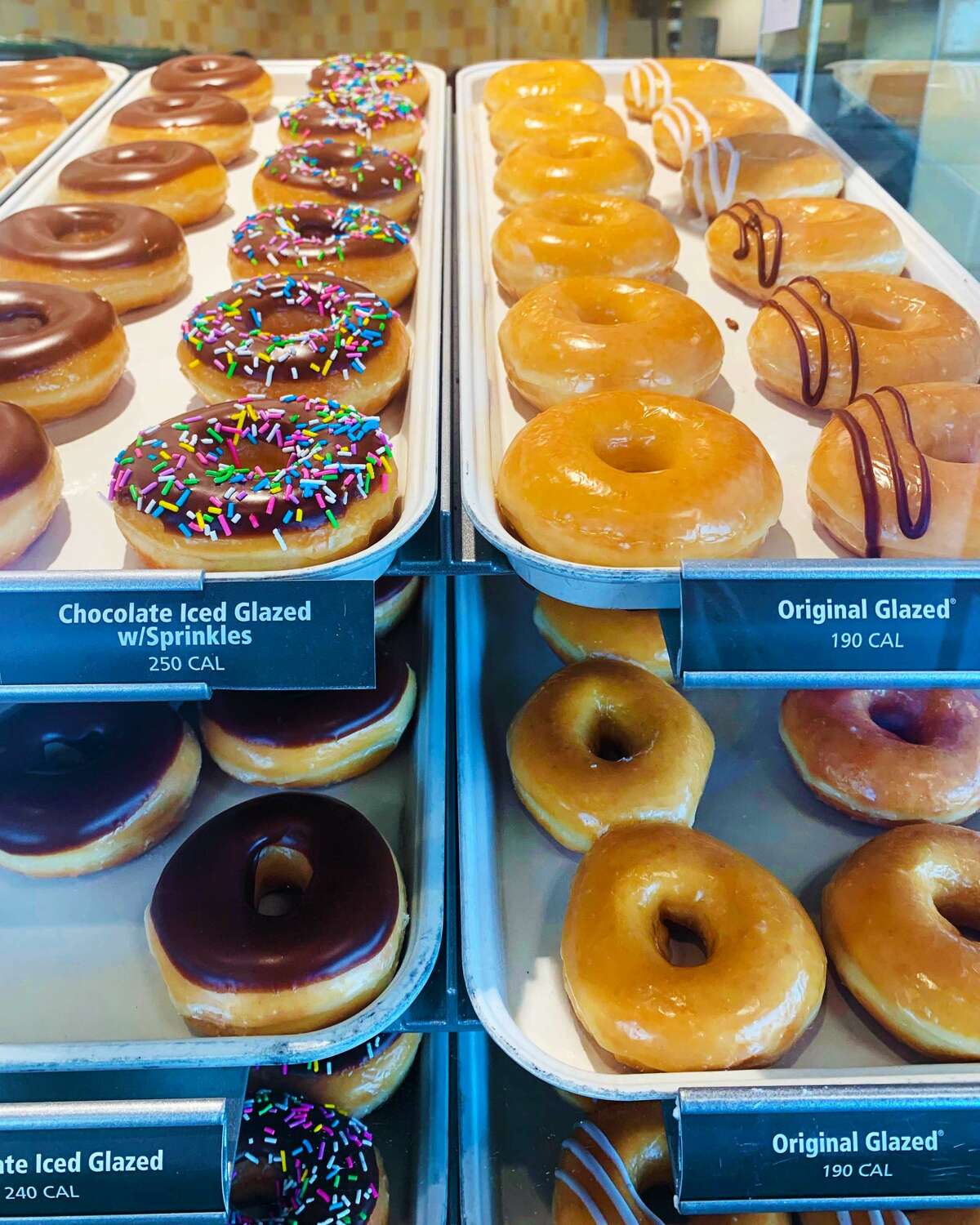 The pastry case at the Union City Krispy Kreme location.
