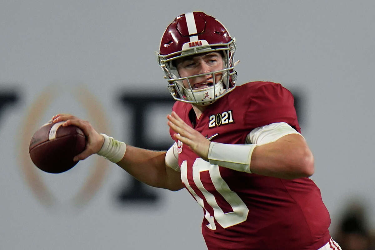 Alabama quarterback Mac Jones passes against Ohio State during the second half of an NCAA College Football Playoff national championship game in Miami Gardens, Fla., in this Monday, Jan. 11, 2021, file photo.
