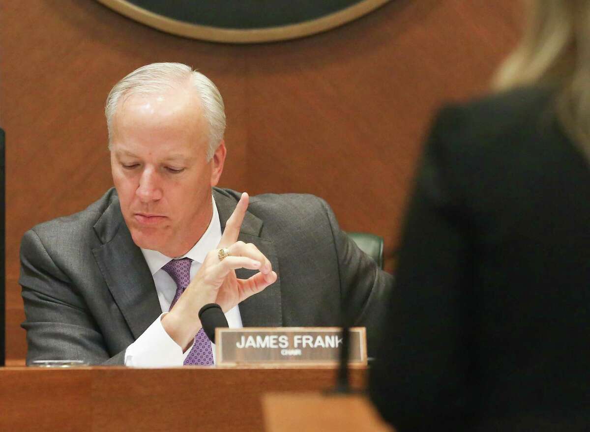 Chair of the Texas House Human Services committee, James Frank, asks questions during the hearing for HB3820 in Austin on Tuesday, March 30, 2021.