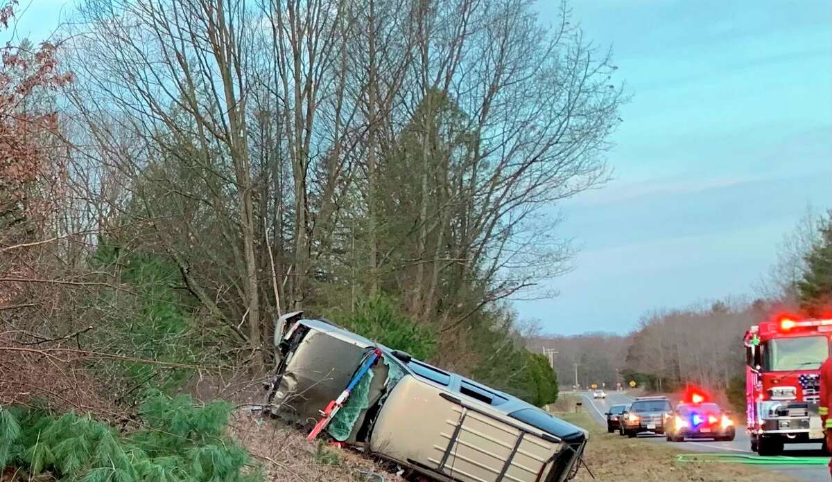 Multiple law enforcement agencies as well as several local fire departments and Mobile Medical Response responded to the scene of a single vehicle rollover crash on Coates Highway around 6 a.m. on March 30. (Courtesy photo/MSP)