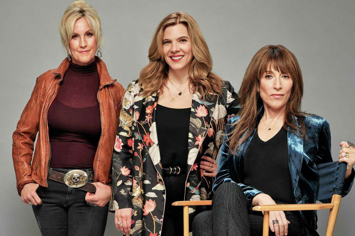 Erin Brockovich, the inspiration for “Rebel,” with Krista Vernoff, the show’s creator, and star Katey Sagal.