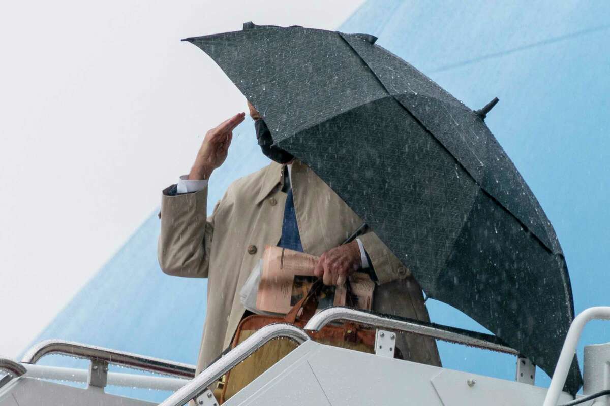 President Joe Biden boards Air Force One at Andrews Air Force Base, Md., Wednesday, March 31, 2021, to travel to Pittsburgh to announce his infrastructure plan.