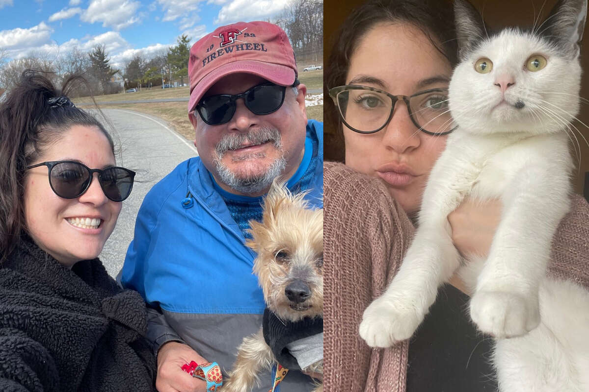 On the left: You can see some fading acne scars on my forehead and the sides of my face. On the right: My clear skin (and my parent's cat) a few days ago.