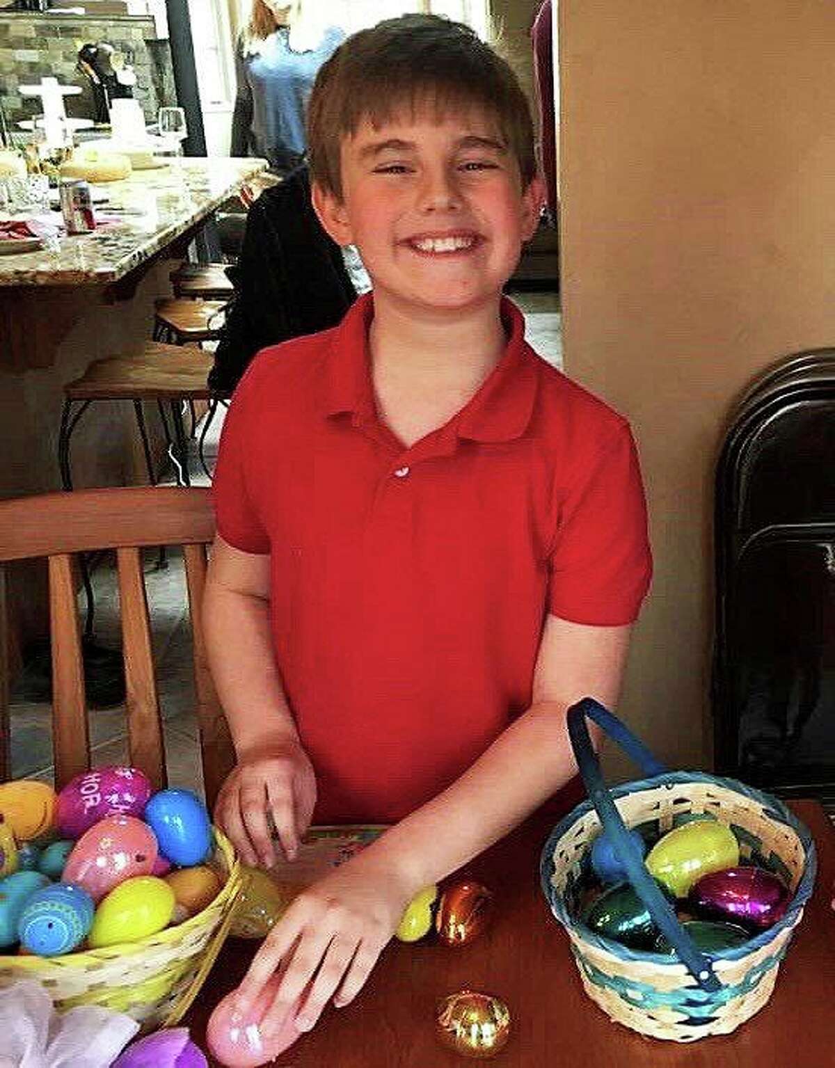 Vinnie Penn's son, Luke, with his haul from an Easter Egg Hunt.