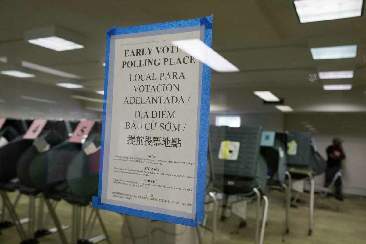 The Texas Southern University early voting location is slow for the morning on Monday, Oct. 21, 2019, in Houston. Early voting began Monday ahead of the November 5 election, when Houston and Harris County voters will cast ballots for mayor, city council, controller and a host of referendums and other offices.