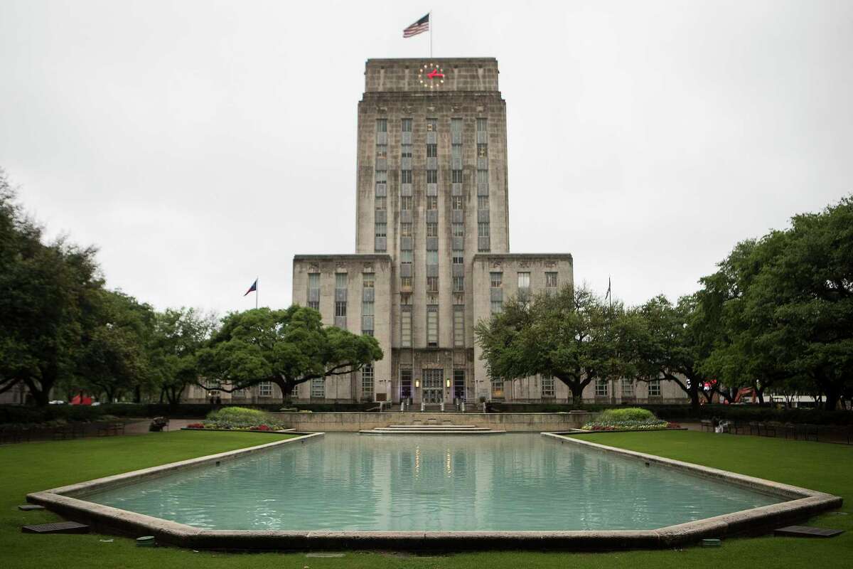 Houston's City Hall. A blog for city news releases was inundated with posts about mail-order brides, gambling and other unrelated topics. The posts were taken down by Wednesday afternoon.