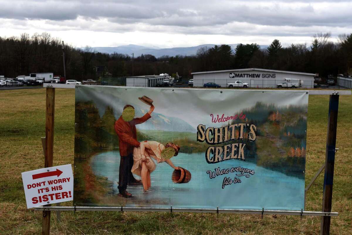 'Schitt's Creek' sign provokes laughs — and a bit of outcry — in Hudson