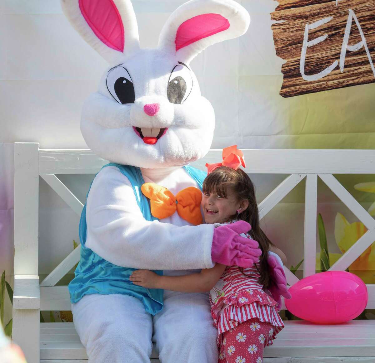 The Easter Bunny was ready for pictures 04/01/21 at the MLK Park during the Easter Eggstravaganza. Tim Fischer/Reporter-Telegram